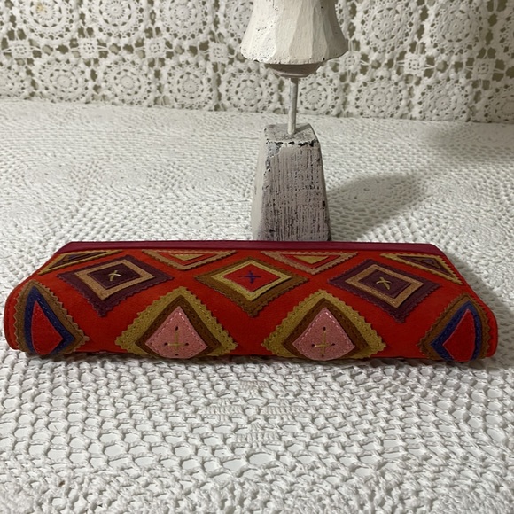 Folk Multicolour patchwork suede clutch NEW! - Picture 5 of 8
